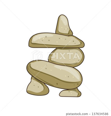 Balanced stones forming an inuksuk cairn structure Balanced stones forming an inuksuk cairn structure 137634586