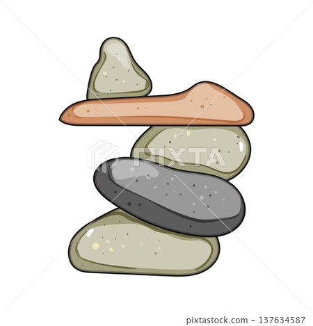 Stacked pebbles creating a cairn symbolizing balance and stability 137634587