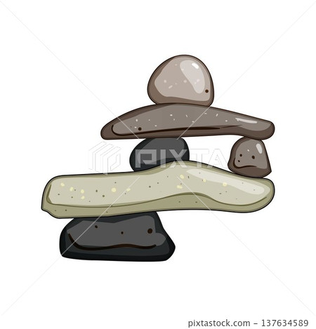Inuksuk balancing stones forming human like figure illustration 137634589