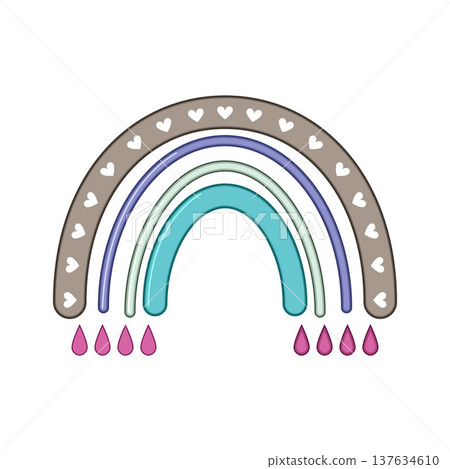 Boho rainbow with hearts and raindrops decoration Boho rainbow with hearts and raindrops decoration 137634610