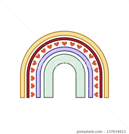 Boho rainbow illustration with hearts for nursery design 137634611