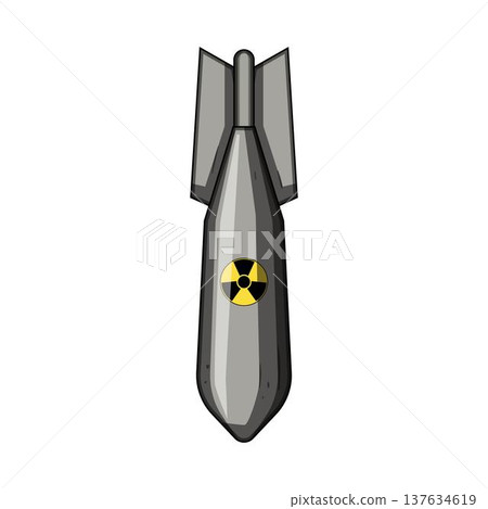 Atomic bomb falling with radiation warning symbol Atomic bomb falling with radiation warning symbol 137634619