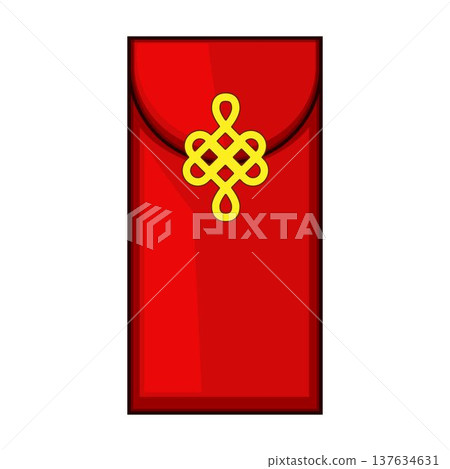 Red ang pao envelope with traditional chinese knot symbol 137634631