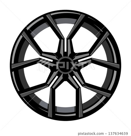 Modern black alloy wheel illustration for car design 137634639