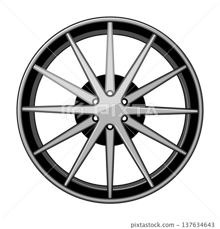 Alloy wheel illustration representing modern car parts design 137634643