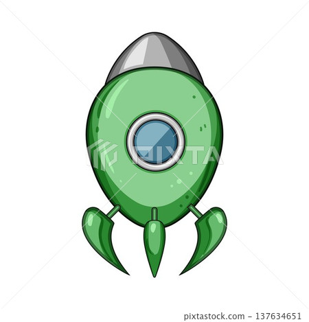 Green alien spaceship rocket navigating interstellar travel Green alien spaceship rocket navigating interstellar travel 137634651