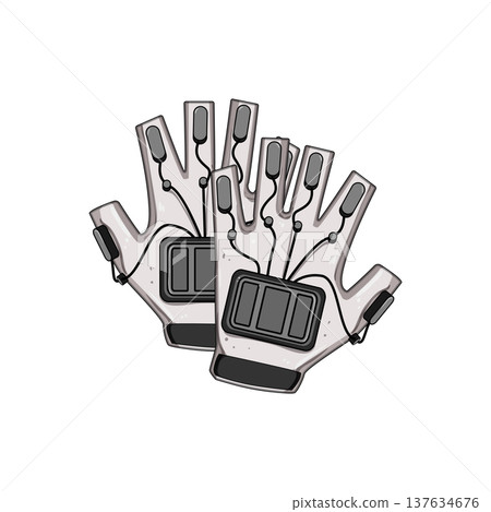 virtual vr gloves cartoon vector illustration 137634676