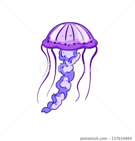 tentacles jellyfish cartoon vector illustration 137634864