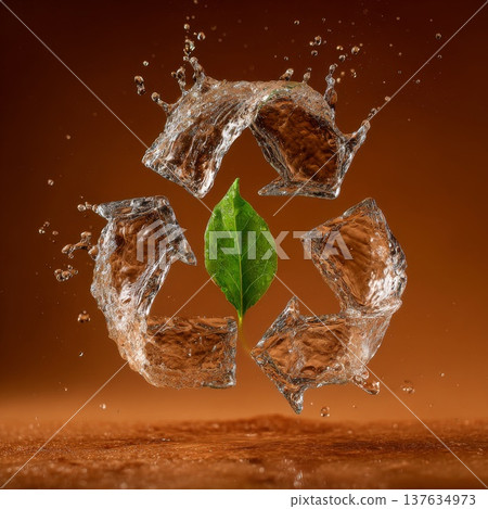 A delicate autumn leaf gracefully descends into a shimmering pile of ice, capturing the transition of seasons. A delicate autumn leaf gracefully descends into a shimmering pile of ice, capturing the transition of seasons. 137634973