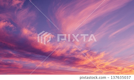 Majestic airplane soaring through vibrant sunset skies, painting the horizon with brilliant colors and dreams. Majestic airplane soaring through vibrant sunset skies, painting the horizon with brilliant colors and dreams. 137635037