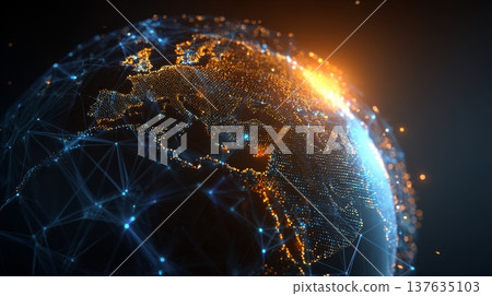 A Stunning Digital Globe Illuminated by a Radiant Glow, Showcasing Earth s Continents in Vivid Detail A Stunning Digital Globe Illuminated by a Radiant Glow, Showcasing Earth s Continents in Vivid Detail 137635103