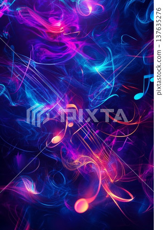 Vibrant Colorful Background Featuring Musical Notes, Perfect for Artistic Designs and Creative Projects Vibrant Colorful Background Featuring Musical Notes, Perfect for Artistic Designs and Creative Projects 137635276