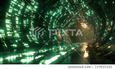 Mysterious Tunnel Leading to a Brilliant Green Light, Hinting at Hope and New Beginnings Mysterious Tunnel Leading to a Brilliant Green Light, Hinting at Hope and New Beginnings 137635281