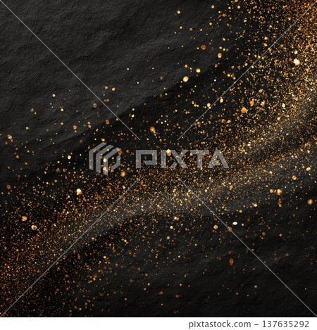 Ethereal Black Background Embellished with Shimmering Gold Dust and Twinkling Stars Creating a Magical Atmosphere Ethereal Black Background Embellished with Shimmering Gold Dust and Twinkling Stars Creating a Magical Atmosphere 137635292