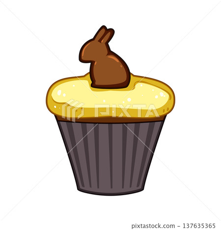 vanilla easter cupcake cartoon vector illustration 137635365