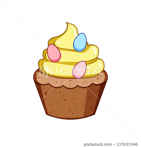 chocolate easter cupcake cartoon vector illustration 137635366