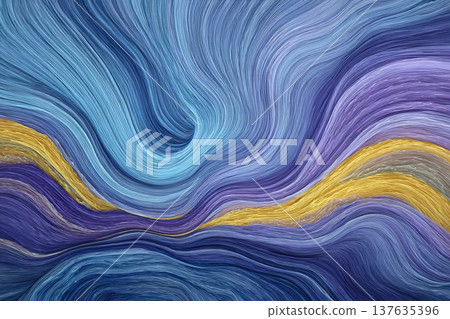 Abstract 3d gradient of periwinkle, marigold, plum and turquoise colors with wavy lines, dark background Abstract 3d gradient of periwinkle, marigold, plum and turquoise colors with wavy lines, dark background 137635396