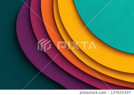 Abstract 3d gradient of periwinkle, marigold, plum and turquoise colors with wavy lines, dark background Abstract 3d gradient of periwinkle, marigold, plum and turquoise colors with wavy lines, dark background 137635397