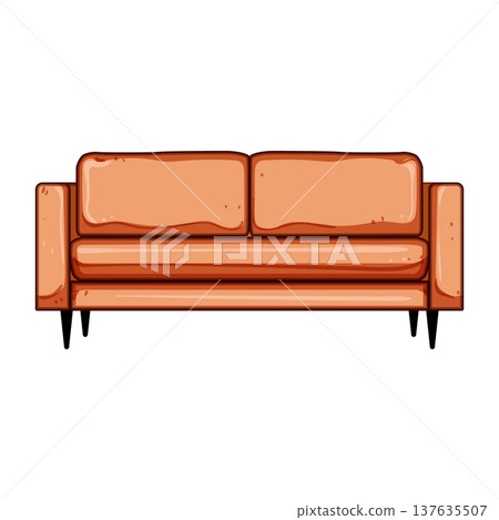 ottoman couch leather cartoon vector illustration 137635507