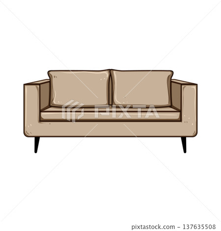 sectional couch leather cartoon vector illustration 137635508