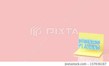 Creative Business Planning Concept On Laptop Screen With Pastel Background 3d render. 137636167
