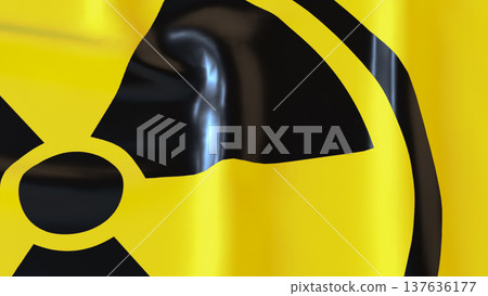 Radiation Hazard Warning Symbol On Yellow Safety Background 3d render. 137636177