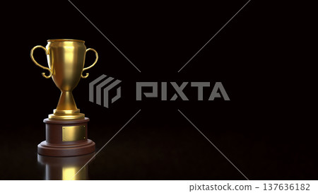 Golden Trophy Award Symbol Of Victory And Achievement Concept 3d render. Golden Trophy Award Symbol Of Victory And Achievement Concept 3d render. 137636182