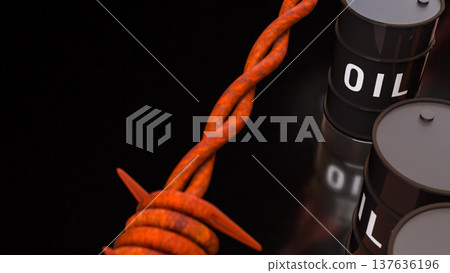 Oil Barrels With Global Energy Market Trading Data Background 3d render. 137636196