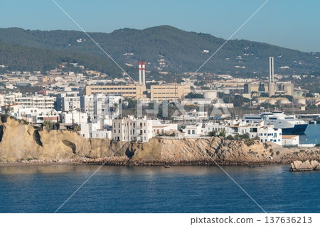 Coastal houses and marina in Ibiza Spain Coastal houses and marina in Ibiza Spain 137636213