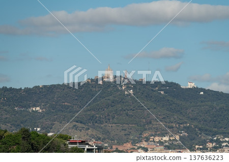 Sagrat Cor basilica on Tibidabo hill in Barcelona Spain Sagrat Cor basilica on Tibidabo hill in Barcelona Spain 137636223