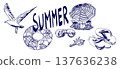Hand-drawn summer motif illustration set 137636238