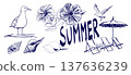 Hand-drawn summer motif illustration set 137636239