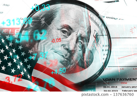 Conflict between Iran and USA is seen through financial documents and US currency in focus Conflict between Iran and USA is seen through financial documents and US currency in focus 137636760