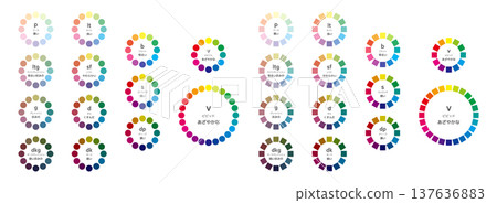 Two-shape 12-tone color wheel with tone map and text 137636883