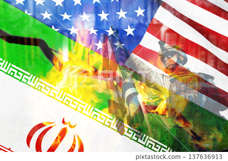 Tensions rise between Iran and USA amidst ongoing conflict and military presence 137636913