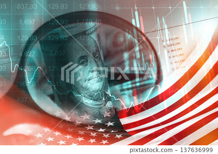 Conflict between Iran and USA with economic impact on currency and trade in current events 137636999