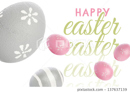 Easter eggs in pastel colors with text wishing happy Easter to everyone Easter eggs in pastel colors with text wishing happy Easter to everyone 137637139