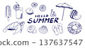 Hand-drawn summer motif illustration set 137637547