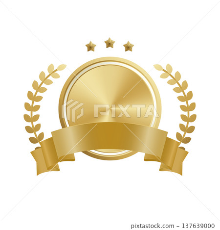 金獎徽章模板，附月桂花環 137639000