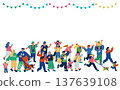 Marche event scene Banner of an outdoor market bustling with people 137639108