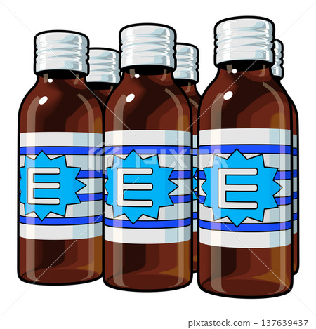 Illustration material of quasi-drugs: Six energy drinks (1_4) Color line drawing 137639437