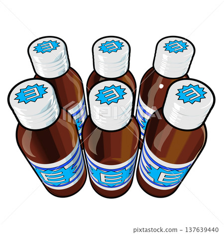 準藥物插圖資料：六種能量飲料（1_7）彩色線描圖 137639440
