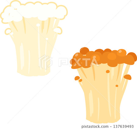 White enoki mushrooms and brown enoki mushrooms 137639493