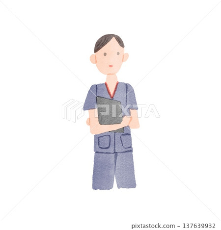 A male nurse holding the patient's chart. 137639932