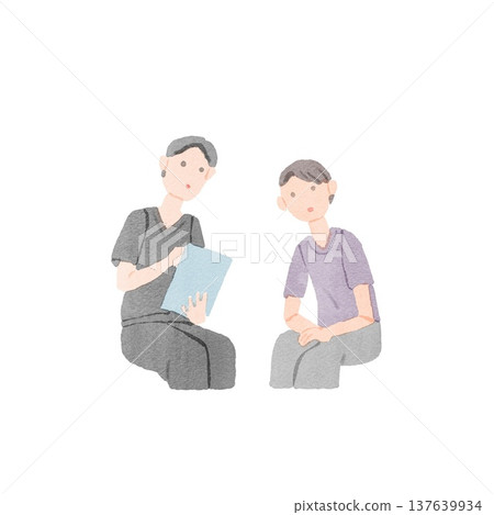 Illustration of a man receiving a medical examination. 137639934