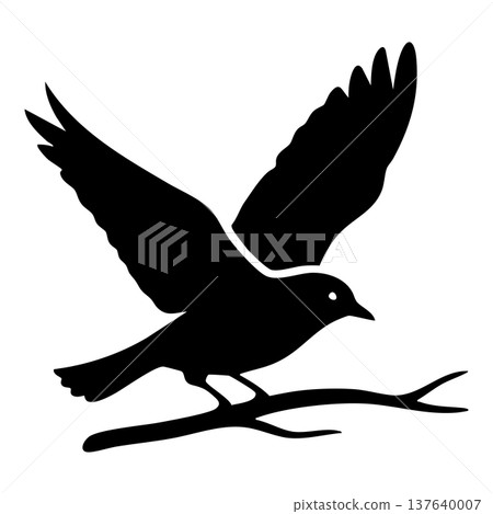 black silhouette of bird on white background black silhouette of bird on white background 137640007