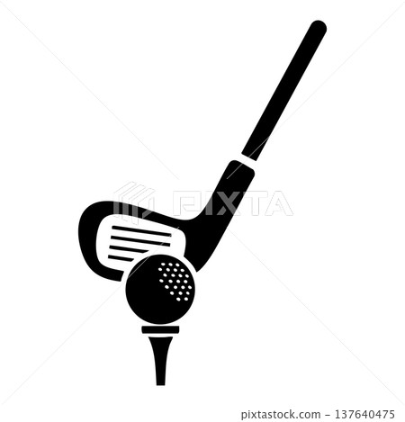golf ball and golf ball icon, simple style 137640475