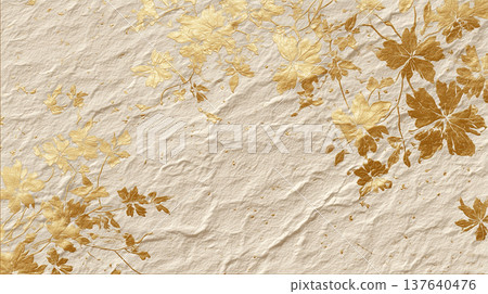 Luxury gold foil Japanese paper background, cherry blossom pattern, elegant Japanese style texture 137640476