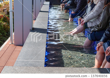 Foot bath at Minaka Odawara shopping complex in Odawara, Kanagawa, Japan Foot bath at Minaka Odawara shopping complex in Odawara, Kanagawa, Japan 137640856