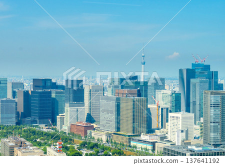 Tokyo's Marunouchi building complex and Tokyo Skytree 137641192